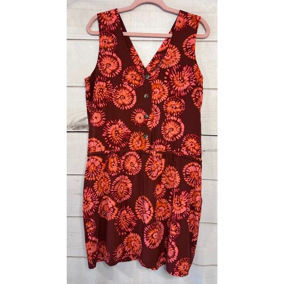 Toad & Co. Size MED Sleeveless Orange Maroon Dress Button Accents on Back - Picture 2 of 5